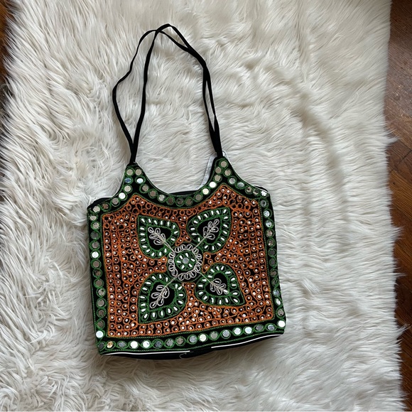 Hand Crafted Handbags - Beaded festival tote bag